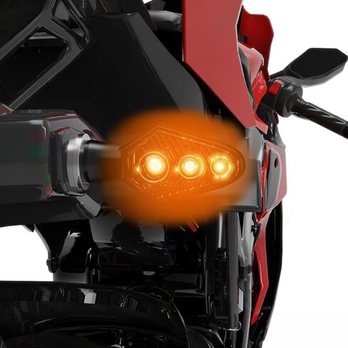 4 قطع وميض صغير لإشارات الانعطاف للدراجات النارية، 3 مصابيح LED فائقة السطوع ومؤشرات أمامية وخلفية كهرمانية، مصابيح إشارة M8 عالمية مقاومة للماء متوافقة مع هارلي هوندا ياماها سوزوكي كاواساكي in Kuwait