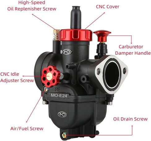 مكربن ​​PE24 لمحركات بريداتور 212 196cc 224cc، مجموعة مكربن ​​24 مم لدراجة كولمان CT200U BT200X الصغيرة KT196 Go Kart GX160 GX200 6.5hp محرك استنساخ مع فلتر هواء مشعب السحب 48 مم (أسود) in Kuwait
