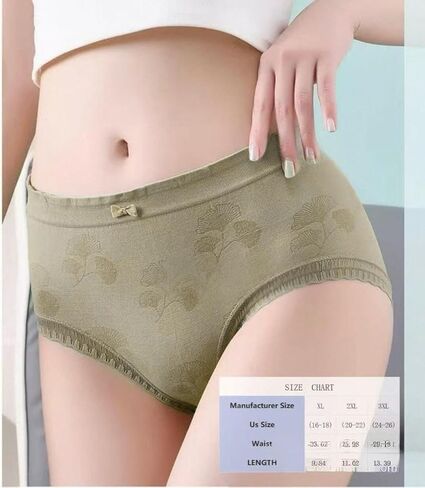 6 Pack Women Plus Size Jacquard Briefs, Mid Rise Soft Stretch Ruffled Edge Full Coverage Panties for Daily Wear in Saudi Arabia