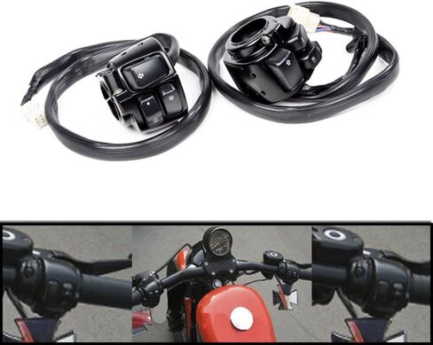 2X Switches Control with Wiring Harness and Left Right Master Cylinder Reservoir Brake Lever and 1 Pair of Hand Grips for 1996-2012 Softail Dyna Sportster V-Rod 1 inch Handlebar in Saudi Arabia