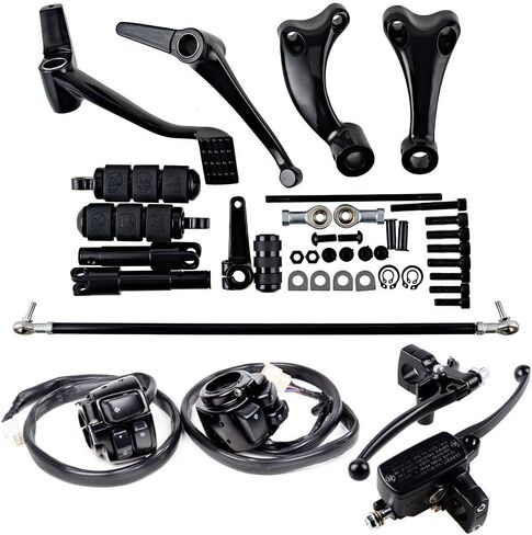 2X Switches Control with Wiring Harness and Left Right Master Cylinder Reservoir Brake Lever and 1 Pair of Hand Grips for 1996-2012 Softail Dyna Sportster V-Rod 1 inch Handlebar in Saudi Arabia