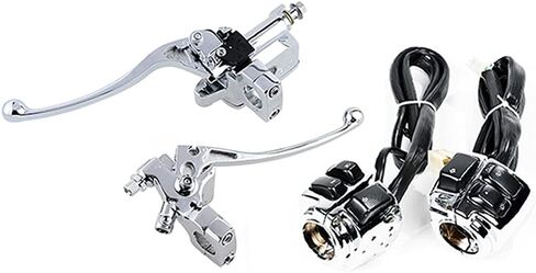 2X Switches Control with Wiring Harness and Left Right Master Cylinder Reservoir Brake Lever and 1 Pair of Hand Grips for 1996-2012 Softail Dyna Sportster V-Rod 1 inch Handlebar in Saudi Arabia