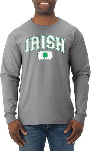 Wild Bobby Irish Shamrock Retro St. Patrick's Day Mens Long Sleeve Shirt in Saudi Arabia