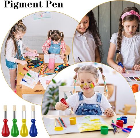 Jeffdad 4PCS Toddler Paint Brushes, Chubby Paint Brushes for Kids, Washable Easy Grip Paintbrushes Preschool Kids Paint Brush for Toddlers 1-3 for Watercolor Painting Art Supplies Craft Projects in Saudi Arabia