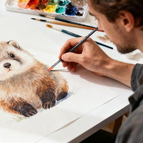 مجموعة فرش محببة مكونة من 5 قطع، فرشاة رسم للفنانين المحترفين، فرش رسم بشعيرات نايلون، فرش مشط مسطحة للطلاء الأكريليك، الألوان الزيتية والمائية، مثالية للفنانين المبتدئين in Kuwait