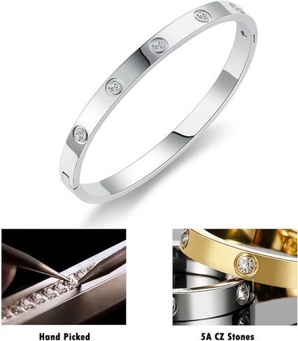 Gold Bracelets for Women 14K Gold Plated - Love Friendship with Cubic Zirconia Stainless Steel Bracelet, Jewelry for Mother's Day Valentine's Day Wedding Couples and Birthdays in Saudi Arabia