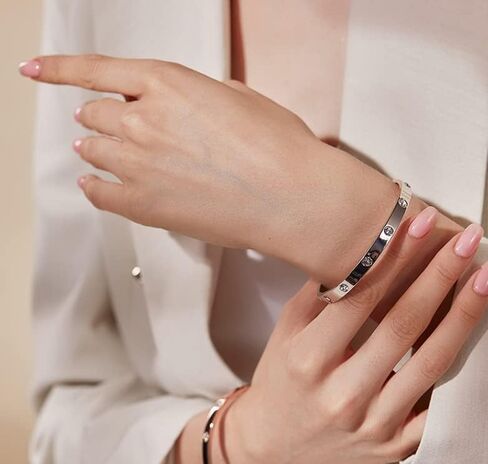 Gold Bracelets for Women 14K Gold Plated - Love Friendship with Cubic Zirconia Stainless Steel Bracelet, Jewelry for Mother's Day Valentine's Day Wedding Couples and Birthdays in Saudi Arabia