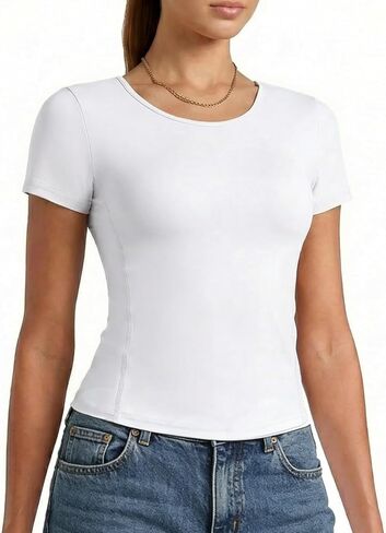 قمصان علوية للتمرين من YOINS للنساء بأكمام قصيرة، قمصان صيفية غير رسمية لصالة الألعاب الرياضية واليوجا in Kuwait