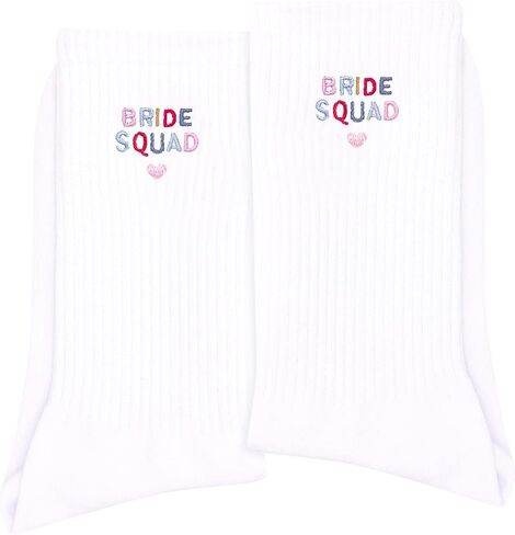 "Bride Squad Embroidered Crew Socks - Gift for Bridesmaids & Bachelorette Parties. in Saudi Arabia