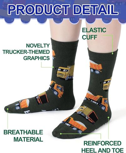 12 Pairs Truck Driver Appreciation Gift Trucker Socks for Men Funny Cotton Crew Sock Employee Gift for Best Trucker in Saudi Arabia