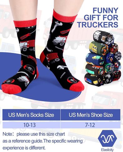 12 Pairs Truck Driver Appreciation Gift Trucker Socks for Men Funny Cotton Crew Sock Employee Gift for Best Trucker in Saudi Arabia