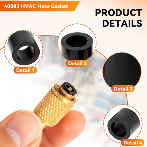 40083 حشية خرطوم التبريد، لخرطوم شحن التدفئة والتهوية وتكييف الهواء (HVAC) مقاس 1/4 بوصة ولأختام التيار المتردد للسيارات من Robinair، طقم حلقات إغلاق مشعب - 8 قطع in Kuwait