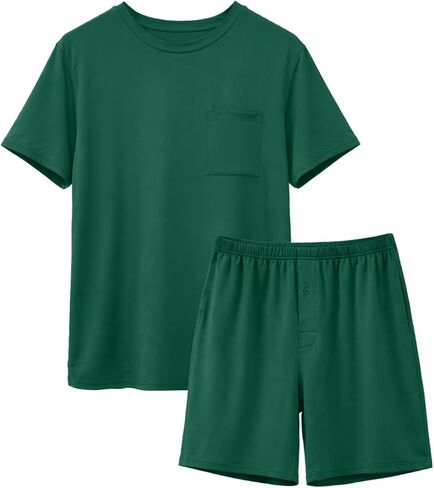Feiersi Mens Pajama Set Sleepwear Pjs Lightweight Comfy Soft Short Sleeve Sleep Set With Pockets in Saudi Arabia
