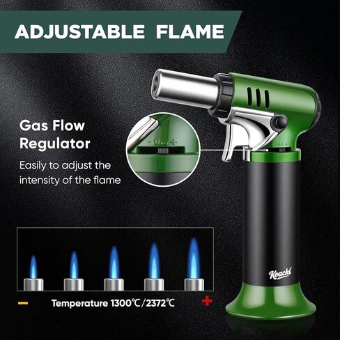 Refillable Butane Torch with Fuel Gauge & Safety Lock - Adjustable Flame - Perfect for Welding, Resin Art, & More - One-handed Operation (Butane Gas Not Included) in Kuwait