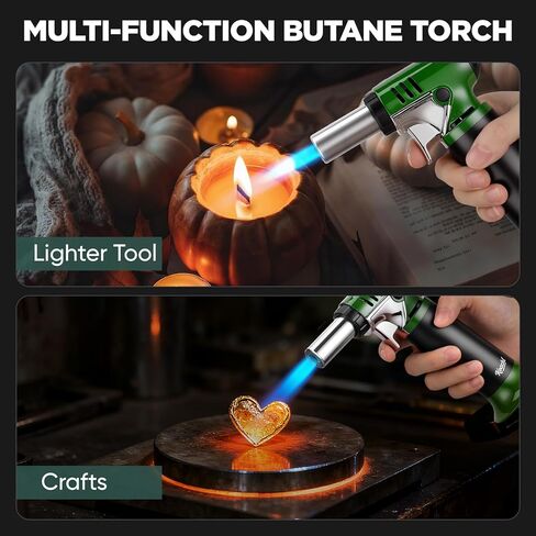 Refillable Butane Torch with Fuel Gauge & Safety Lock - Adjustable Flame - Perfect for Welding, Resin Art, & More - One-handed Operation (Butane Gas Not Included) in Kuwait