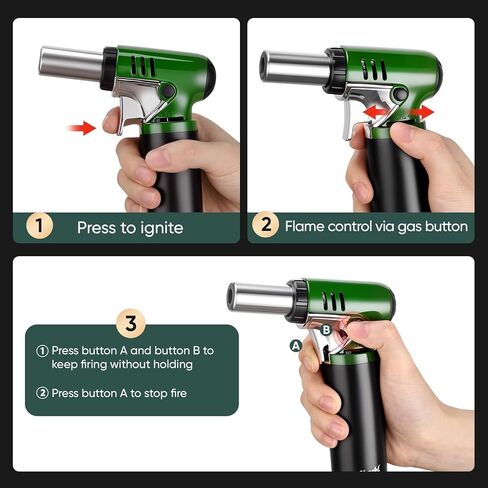 Refillable Butane Torch with Fuel Gauge & Safety Lock - Adjustable Flame - Perfect for Welding, Resin Art, & More - One-handed Operation (Butane Gas Not Included) in Kuwait