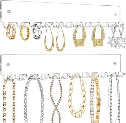 Earring Organizer Wall Mounted 2 Pack Earring Holder Hanging Jewelry Organizer Display for Stud/Hoop/Dangle Earring Necklace Bracelet Ring,White in Saudi Arabia