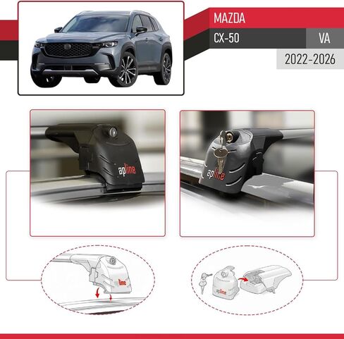 Compatible with Mazda CX-50 (VA) 2022-2026 ACE-2 Type Car Roof Rack Cross Bar Grey Aluminium Bars in Saudi Arabia