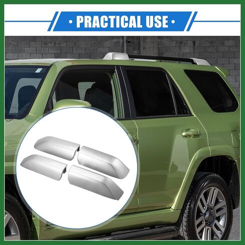 4 قطع من Motoforti لسقف السيارة وقضبان جانبية وغطاء نهائي متوافق مع Toyota 4Runner N280 2010-2022، حامل أرجل من البلاستيك الفضي المتين لحماية أرجل البضائع وتدوم طويلاً in Saudi Arabia