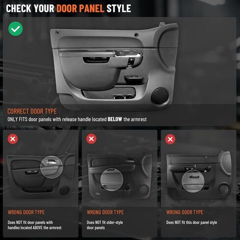 طقم إصلاح مسند ذراع الباب لسيارة Chevy Silverado & GMC Sierra 1500/2500/3500 HD 2010-2014 جانب السائق الأمامي الأيسر، للوحة الباب مع مقبض تحرير أسفل مسند الذراع OEM 22818465 أسود in Saudi Arabia