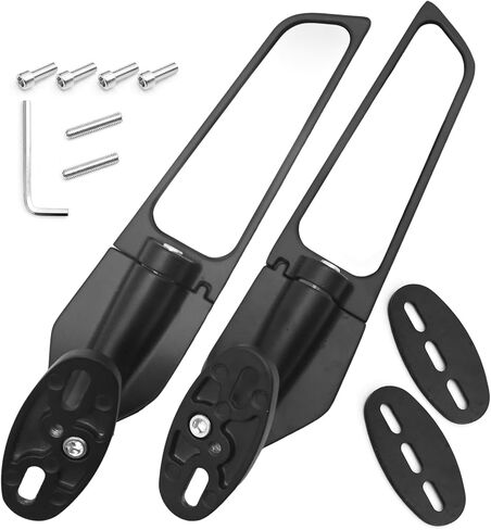2Pcs Motorcycle Stealth Mirrors Rear View Mirrors 360° Rotating Replacement for Honda CBR250R CBR300R CBR500R Kawasaki Ninja 300 400r 650 1000 Suzuki GSXR600 in Saudi Arabia