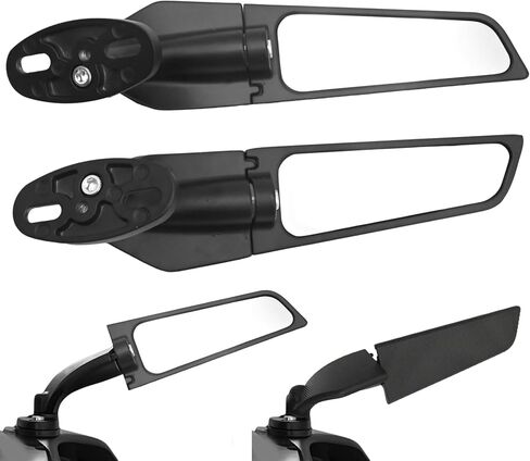 2Pcs Motorcycle Stealth Mirrors Rear View Mirrors 360° Rotating Replacement for Honda CBR250R CBR300R CBR500R Kawasaki Ninja 300 400r 650 1000 Suzuki GSXR600 in Saudi Arabia