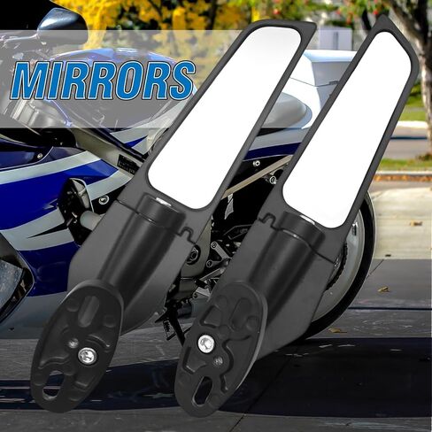 2Pcs Motorcycle Stealth Mirrors Rear View Mirrors 360° Rotating Replacement for Honda CBR250R CBR300R CBR500R Kawasaki Ninja 300 400r 650 1000 Suzuki GSXR600 in Saudi Arabia