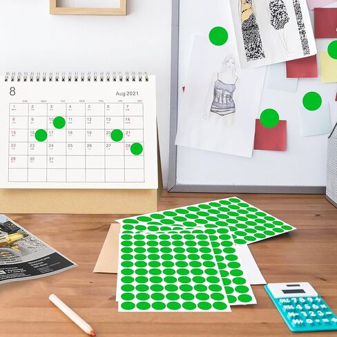 3/4 Inch Coding Circle Sticker Labels,Green dots Label,Pack of 1050 Round Color Code Dot Labels Stickers for Home Office Marking,Organizing in Saudi Arabia