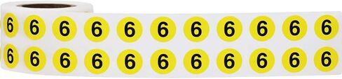 Yellow Circle Number 6 Stickers 0.50 Inch Round 1000 Labels on a Roll in Saudi Arabia