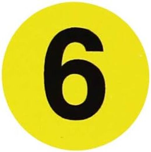 Yellow Circle Number 6 Stickers 0.50 Inch Round 1000 Labels on a Roll in Saudi Arabia