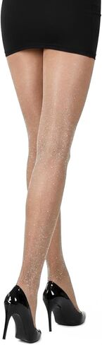 Yolev Sparkly Tights for Women Metallic Glitter Pantyhose Ultra Soft Sheer Shimmer Tights 50D High Waist Stockings Shiny Tights for Women Party Evening Halloween Christmas Wear in Saudi Arabia