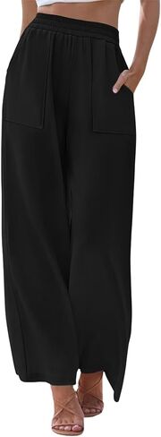 JZC Womens Summer Palazzo Pants Elastic Waist Casual Wide Leg Pants Beach Flowy Boho Trousers with Pockets in Saudi Arabia