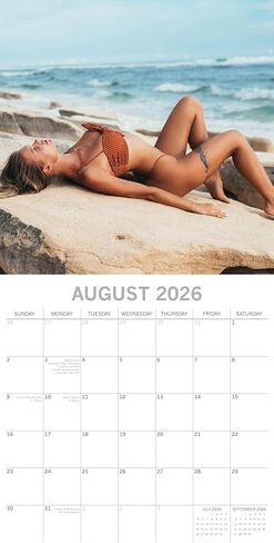 2026 Square Wall Calendar - Beach Babes 12 x 12 Inch Monthly View, 16-Month, Unveiled Theme, Includes 180 Reminder Stickers in Saudi Arabia