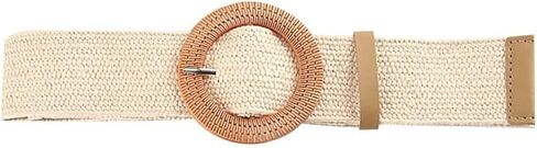 Women Straw Woven Belt Wide Rattan Waist Belt for Women Dresses Stretch Rattan Buckle Waist Belts in Saudi Arabia