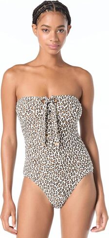 Michael Kors Women's Small Leopard Bandeau Lace Up One Piece in Saudi Arabia