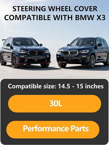 غطاء عجلة القيادة لسيارة BMW X3، واقي عجلة القيادة من الجلد المثقوب غير القابل للانزلاق على شكل حرف D مقاس 14.5 بوصة، Funda de Volante para BMW X3 (أسود، شكل D) in Kuwait