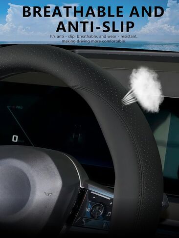 غطاء عجلة القيادة لسيارة BMW X3، واقي عجلة القيادة من الجلد المثقوب غير القابل للانزلاق على شكل حرف D مقاس 14.5 بوصة، Funda de Volante para BMW X3 (أسود، شكل D) in Kuwait