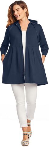 Woman Within Plus Size Pleated Jacket French Terry Long Oversized Sweatshirt in Saudi Arabia