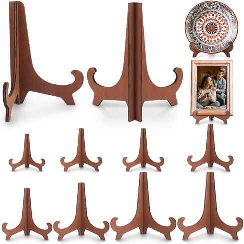 8 Pack Plate Stands for Display Wooden Display Stand Holder 5/6/7/8/9/10inch for Displaying Decorative Picture Frame Dish Photo Plaque Platter Wood Stand in Kuwait