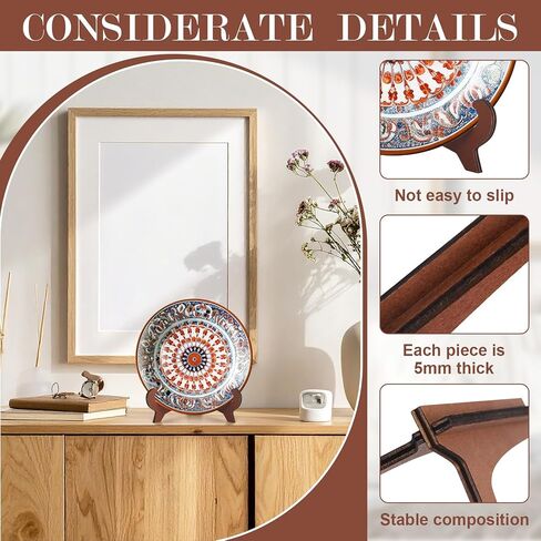 8 Pack Plate Stands for Display Wooden Display Stand Holder 5/6/7/8/9/10inch for Displaying Decorative Picture Frame Dish Photo Plaque Platter Wood Stand in Kuwait