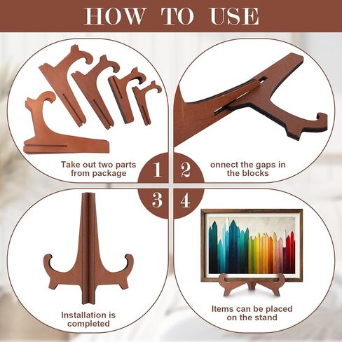 8 Pack Plate Stands for Display Wooden Display Stand Holder 5/6/7/8/9/10inch for Displaying Decorative Picture Frame Dish Photo Plaque Platter Wood Stand in Kuwait