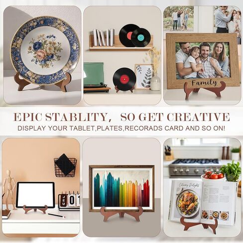8 Pack Plate Stands for Display Wooden Display Stand Holder 5/6/7/8/9/10inch for Displaying Decorative Picture Frame Dish Photo Plaque Platter Wood Stand in Kuwait