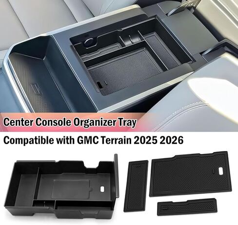 Compatible with GMC Terrain Center Console Organizer Tray 2025 2026, Armrest Box Center Console Storage Tray with Non-Slip Mat for Terrain Accessories 2025 2026 in Kuwait