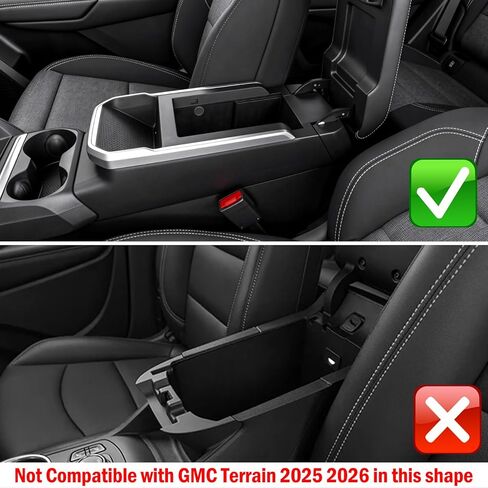 Compatible with GMC Terrain Center Console Organizer Tray 2025 2026, Armrest Box Center Console Storage Tray with Non-Slip Mat for Terrain Accessories 2025 2026 in Kuwait
