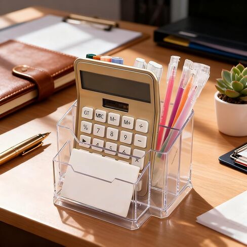 5 Slots Plastics Business Card Holder for Desk，Desktop Name Card Organizer Stand for Office Home Exhibitio in Saudi Arabia