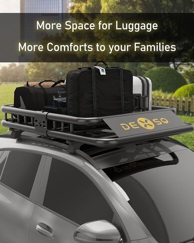 سلة شحن على السطح العالمي مقاس 51 بوصة × 36 بوصة، رف أمتعة على السطح بسعة 200 رطل لسيارات الدفع الرباعي والسيارات والشاحنات، حامل ملحقات حامل السقف عالي التحمل in Kuwait