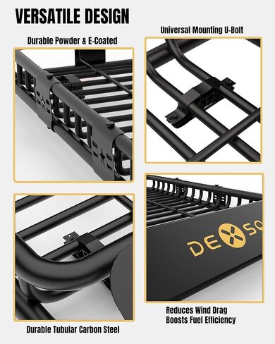 سلة شحن على السطح العالمي مقاس 51 بوصة × 36 بوصة، رف أمتعة على السطح بسعة 200 رطل لسيارات الدفع الرباعي والسيارات والشاحنات، حامل ملحقات حامل السقف عالي التحمل in Kuwait