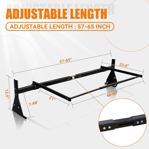 رفوف سقف سلم فان مع بكرة خلفية، 3 قضبان قابلة للتعديل مع سدادات سلم، تناسب شاحنة تشيفي إكسبريس كاملة الحجم 1996-Up، مناسبة للشاحنات ذات مزراب المطر فقط، سعة تحميل 800 رطل in Kuwait