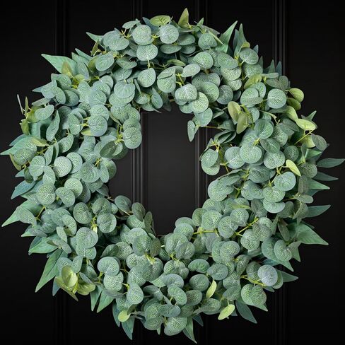 Eucalyptus Wreaths for Front Door All Seasons, 20"-22 Handmade Artificial Green Modern Farmhouse Wreath for Spring Summer Indoor Outdoor Home Decor Wall Porch in Saudi Arabia