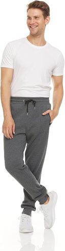Men's Slim-Fit Sweatpants with Zip Pockets Casual Straight Leg Workout Drawstring Elastic Waist Fitness Pants Outwear in Saudi Arabia
